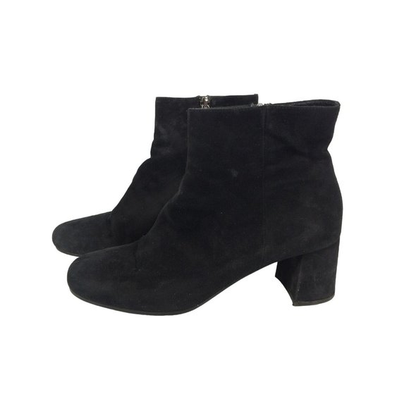 Prada Black Suede Ankle Boots Side Zip - Size 38.5 - Picture 7 of 10